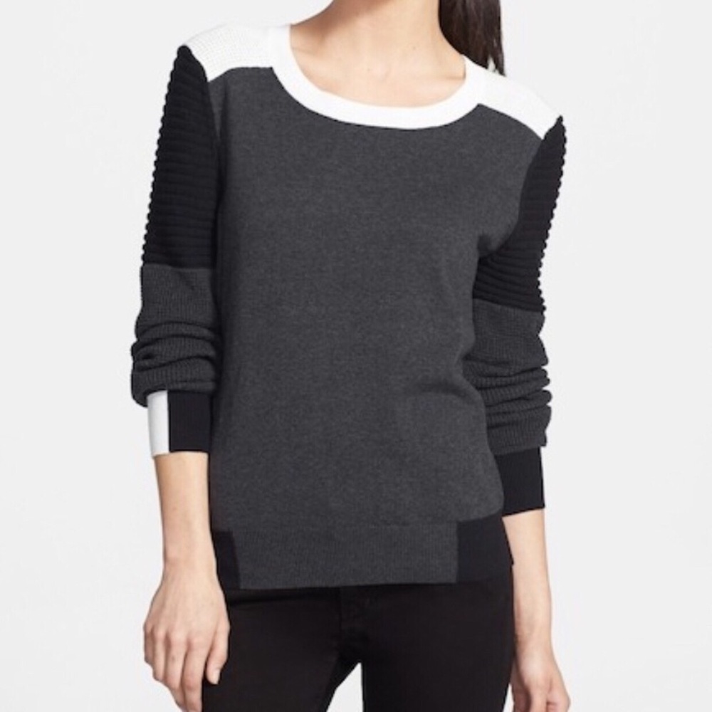 TROUVE Mixed Texture Color Block Knit Sweater Top S
